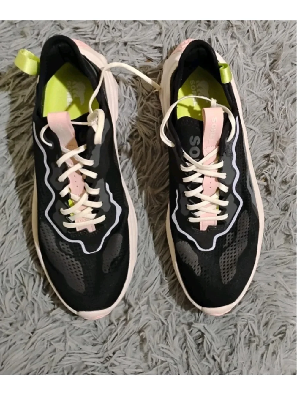 SOREL Kinetic Breakthru Day Pace Women Size 10.5 Black Pink Green Shoes